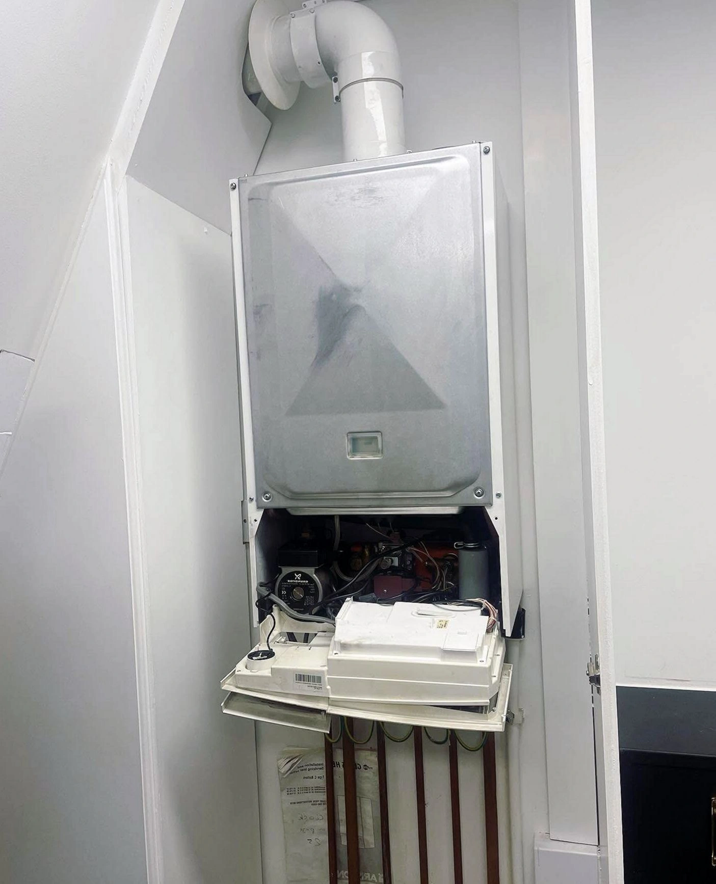 Residential plumbing installation work in a Denver home